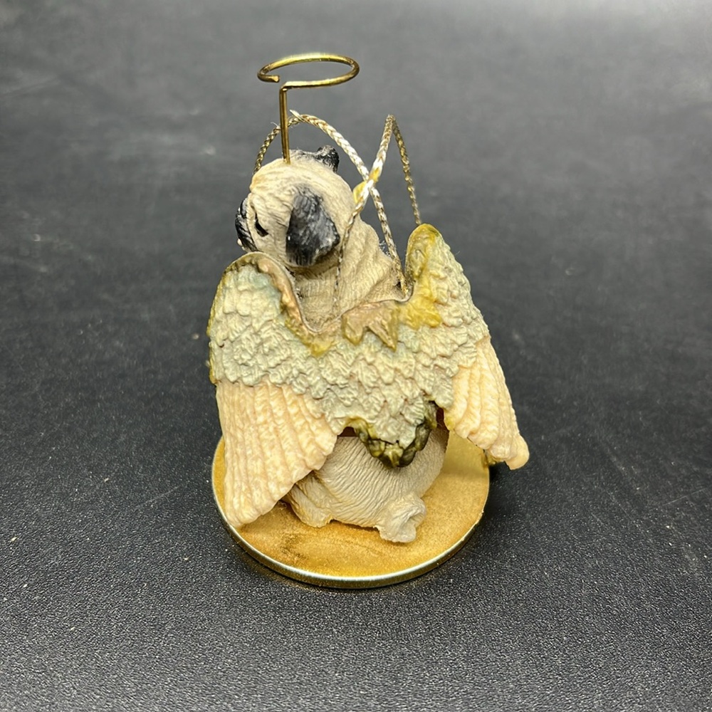 Pug Figurine Ornament in Beige and Gold- Small Dog Pets Decor Christmas Ornament - Picture 2 of 5